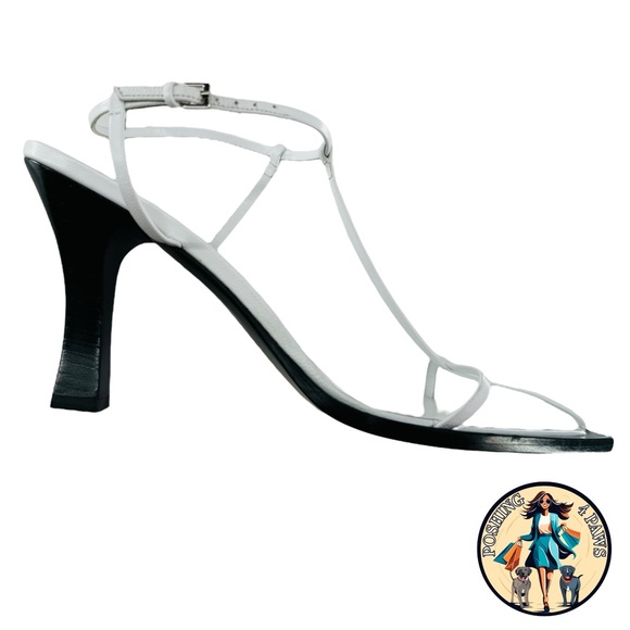 The Row T Bar Leather Square Toe Heel Ankle Strap Sandals in Optic White Size 10 - Picture 2 of 16